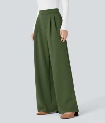 Pantalon de travail à queue haute et large avec poches