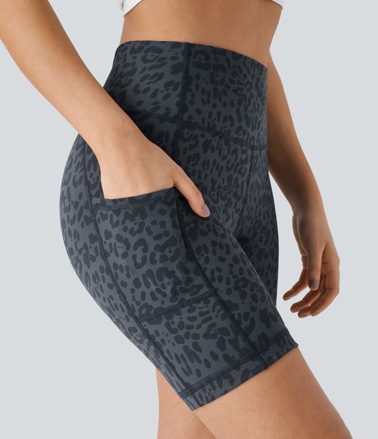 Pantalones cortos ciclistas correr bolsillo lateral tiro alto