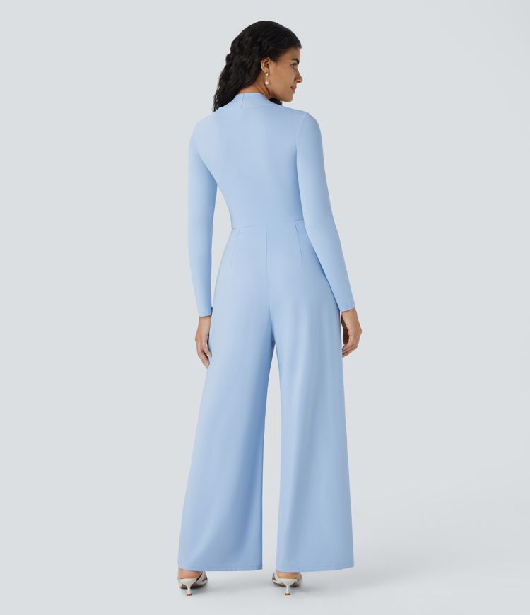 Long Sleeve Wide Leg Bridesmaid and Wedding Guest Jumpsuit