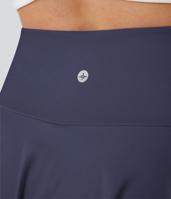 SoftlyZero™ Airy Comfy High Waisted Crossover 2-in-1 Pocket Flare Cool Touch Tennis Skirt-UPF50+