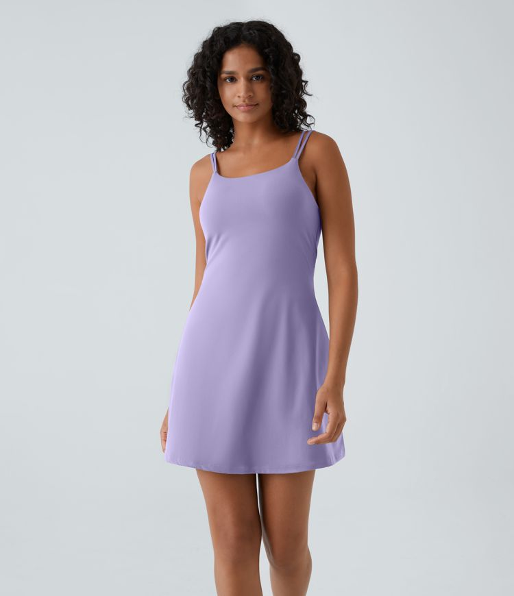Softlyzero™ Plush Double Straps Backless Twisted 2-Piece Pocket Slip Dance Active Dress