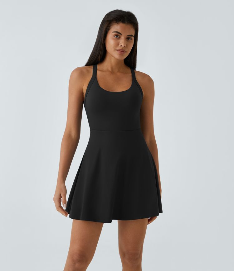 Backless Twisted Flare Dance Active Dress-Longer Length-Easy Peezy Edition