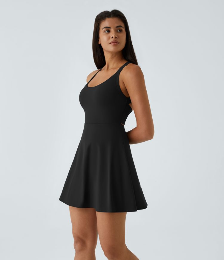 Backless Twisted Flare Dance Active Dress-Longer Length-Easy Peezy Edition