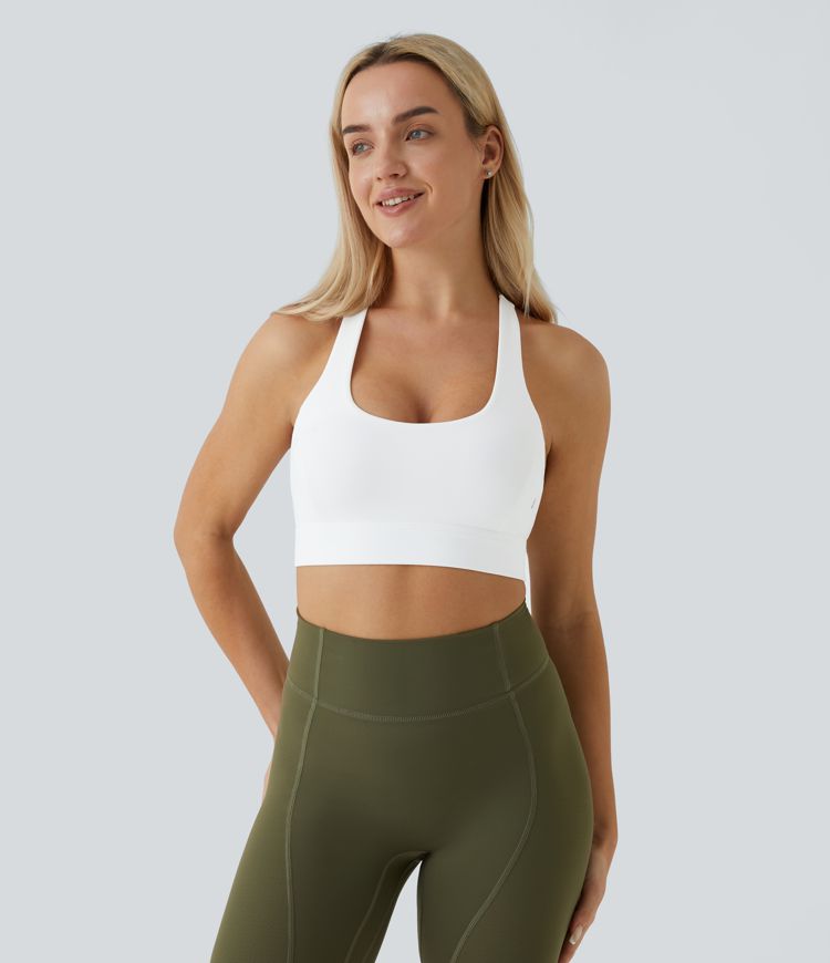 Low Support Backless Racerback Crisscross Yoga Sports Bra