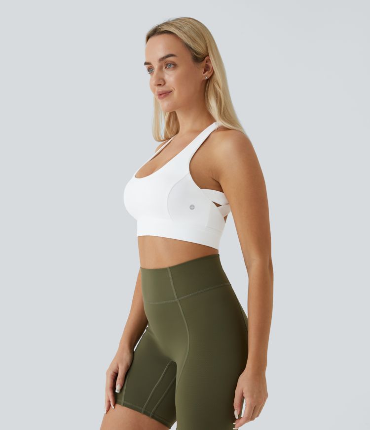 Low Support Backless Racerback Crisscross Yoga Sports Bra