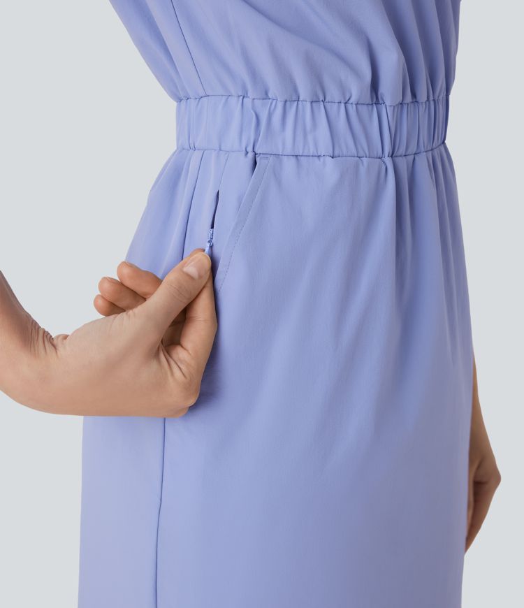 Mini Vestido deportivo senderismo resistente agua cuello V múltiple bolsillo