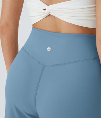 Pantalon de Yoga à Jambes Larges avec Ourlet Croisé Poche-Sourire