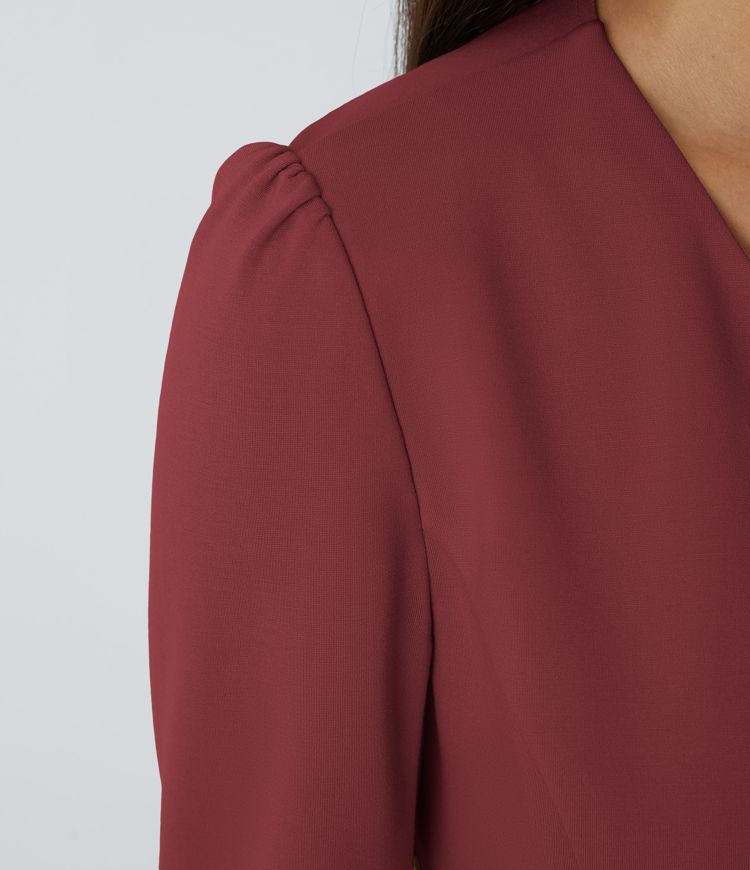 Round Neck Long Sleeve Decorative Button Slim Work Blazer