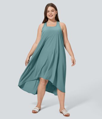 Breezeful™ RacerPocket High Low Flowy Midi Quick Dry Casual Plus Size Dress Breezeful™ RacerPocket High Low Flowy Midi Quick Dry Casual Plus Size Dress