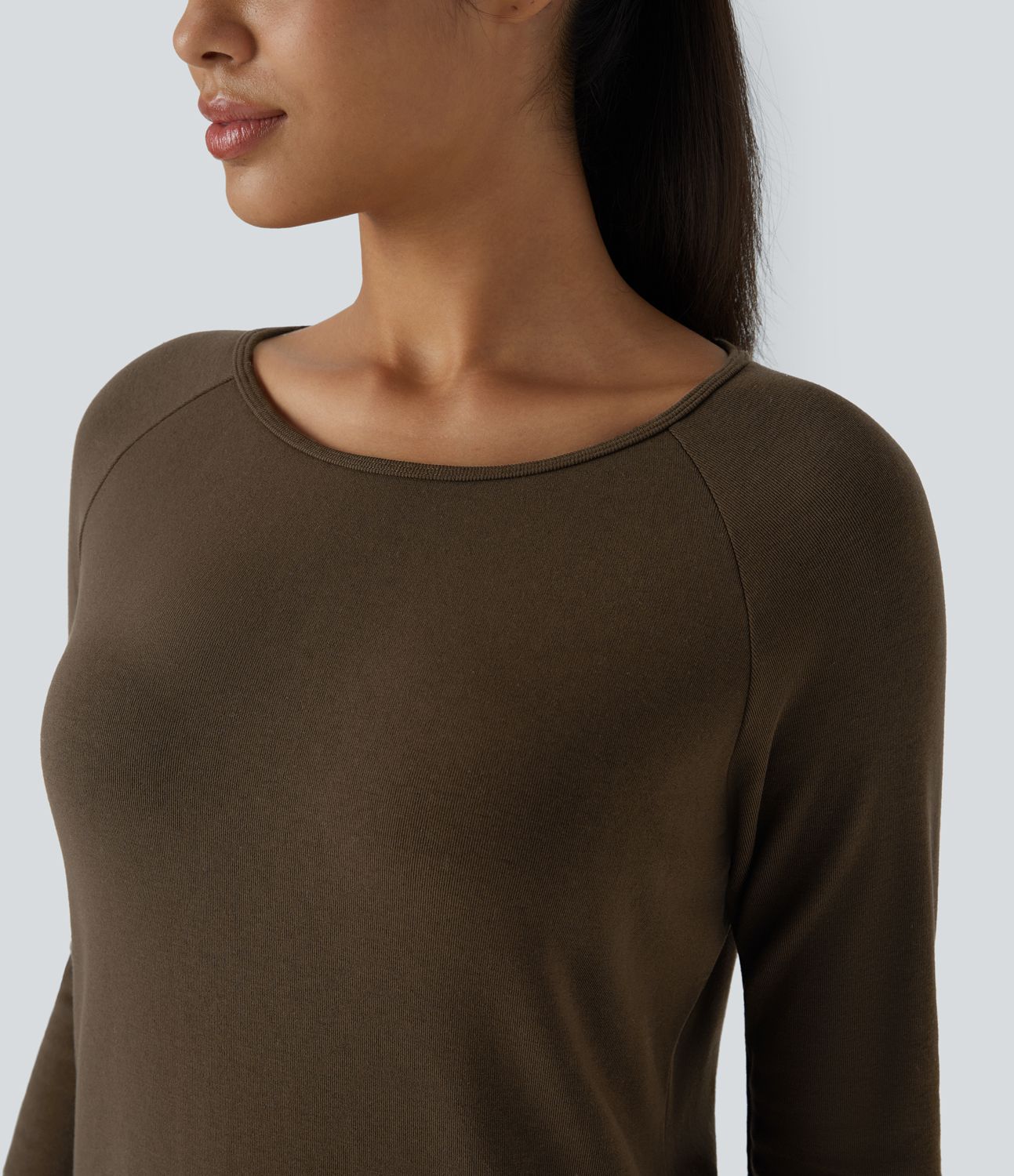 Robe décontractée thermique courte à manches raglan longues avec passe-pouces