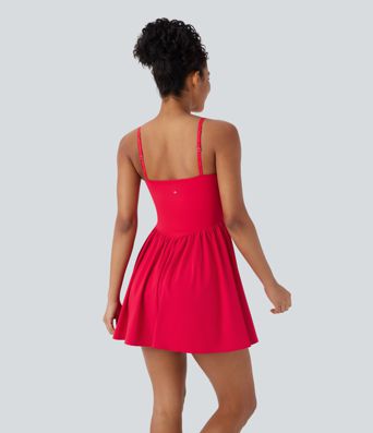 Breezeful™ Rückenfreies 2-in-1-Schnelltrocknendes Mini-Yoga-Aktivkleid mit Seitentaschen – Easy Peezy Edition