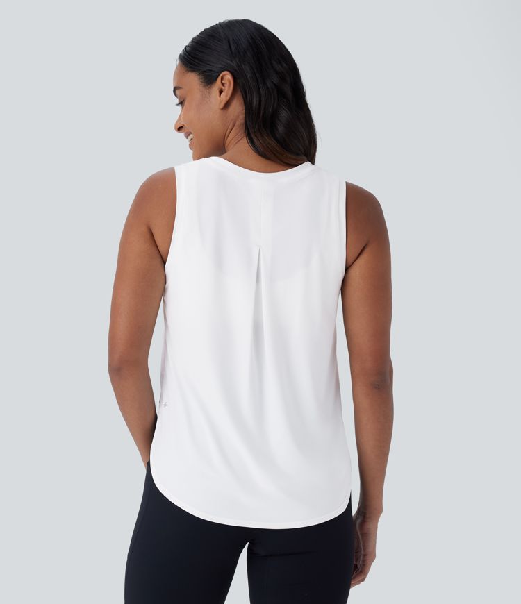 Round Neck Sleeveless Curved Hem Yoga Sports Top