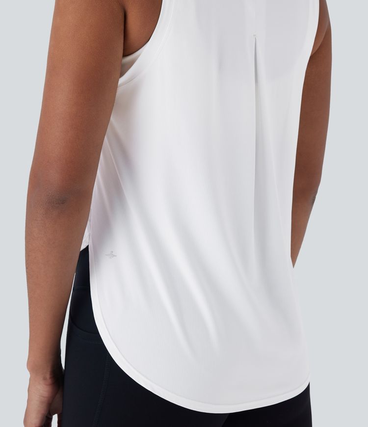 Round Neck Sleeveless Curved Hem Yoga Sports Top