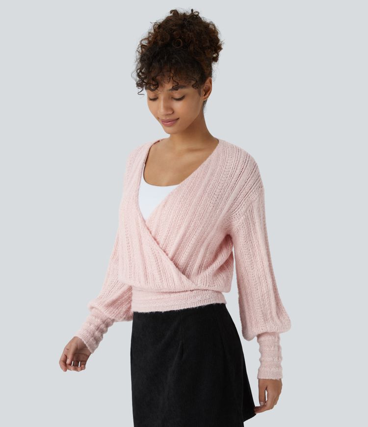 Pull de travail à col en V et manches longues - Porté devant et dos