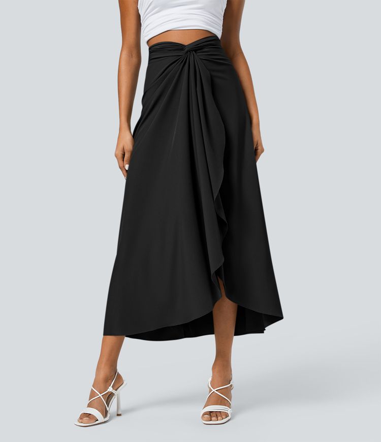 Breezeful™ High Waisted Twisted Wrapped Tie Back Quick Dry Resort Skirt