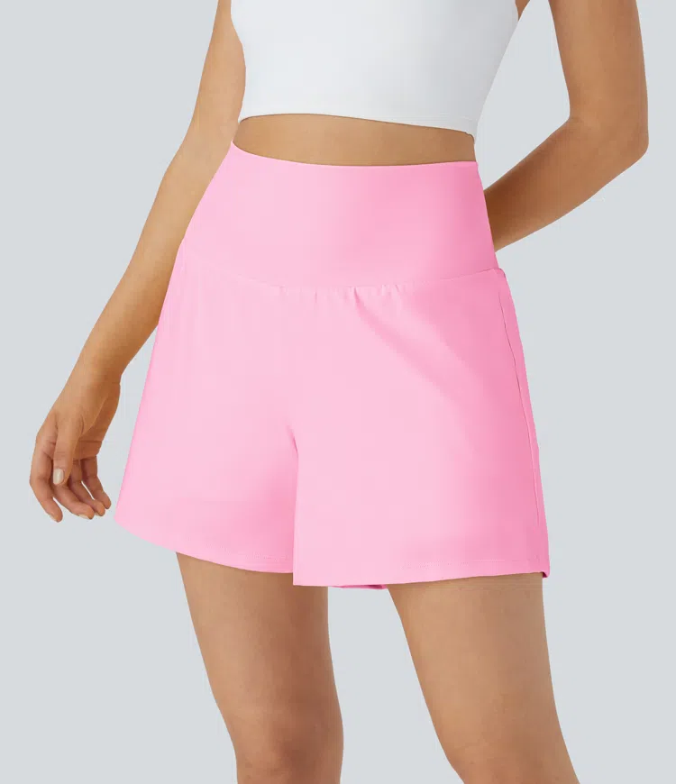 Super High Waisted Pocket & Pocket 2-in-1 Yoga Shorts 5''-Longer Length