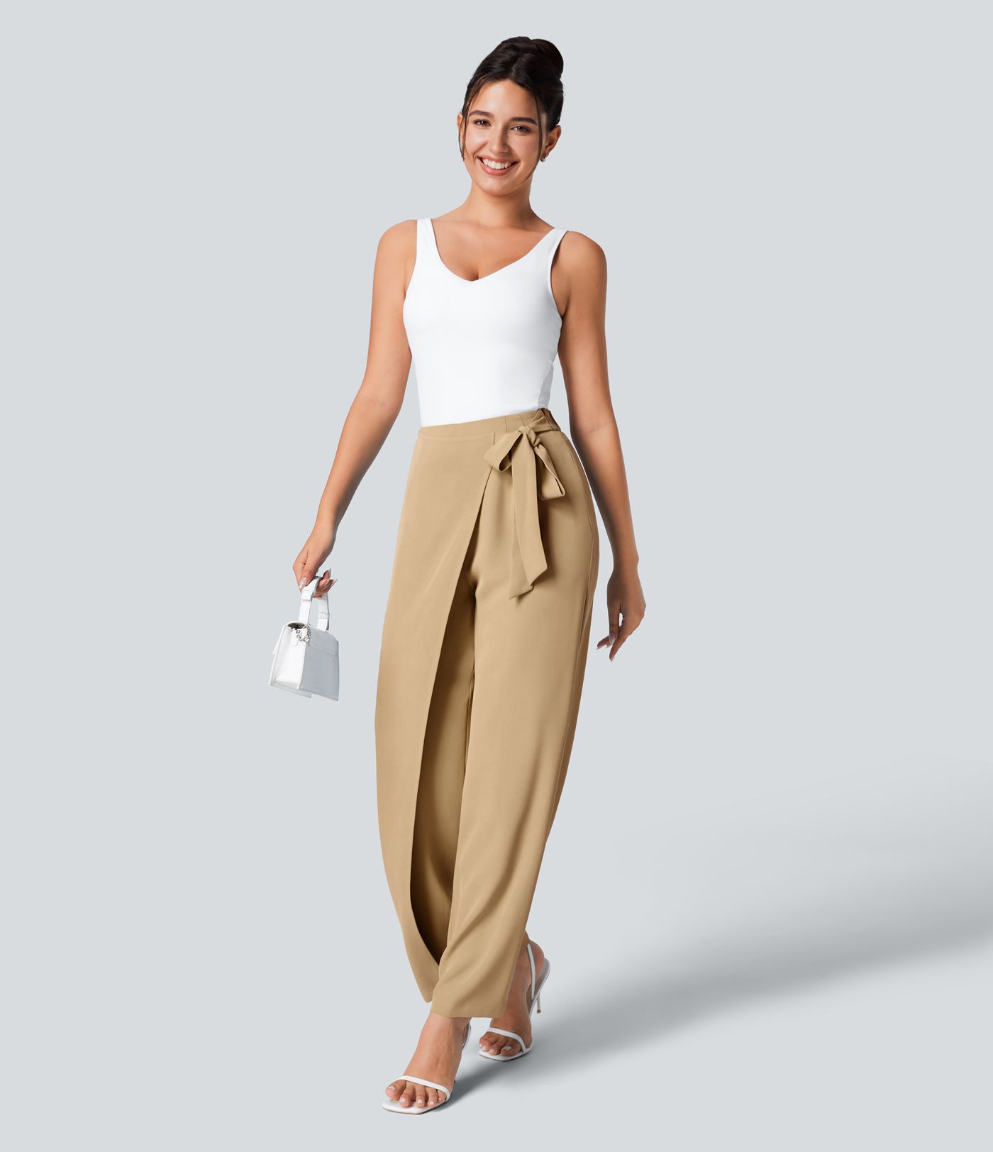 Halara Flex™ High Waisted Tie Side Wide Leg Work Pants