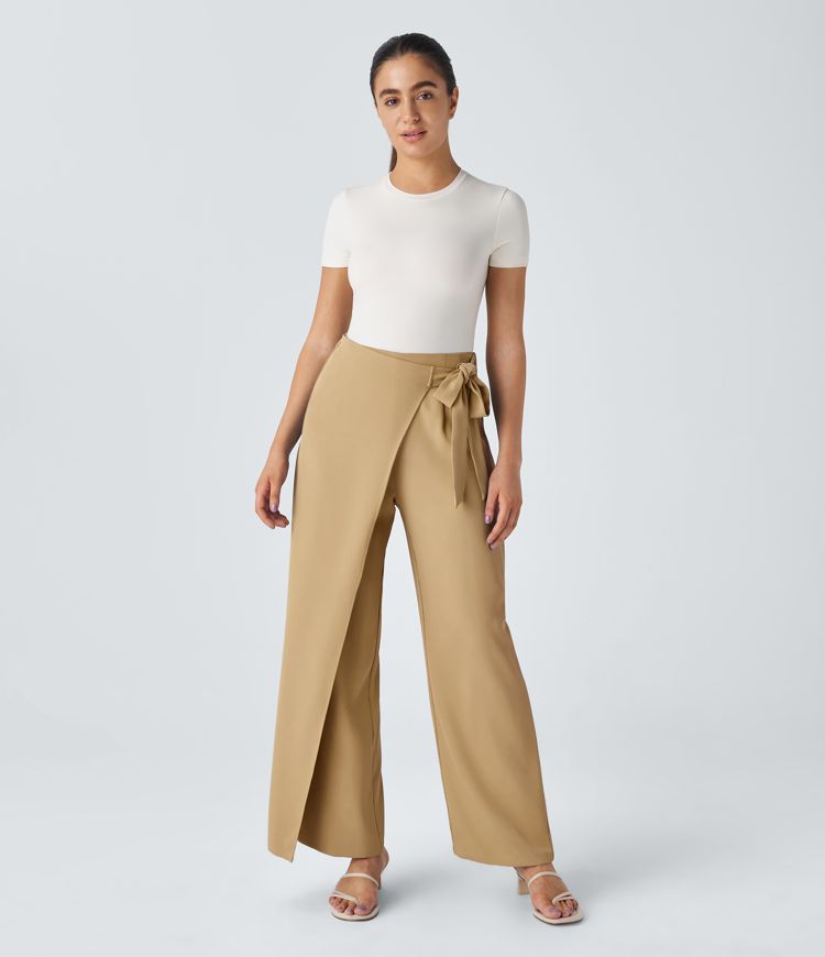 Halara Flex™ High Waisted Tie Side Wide Leg Work Pants