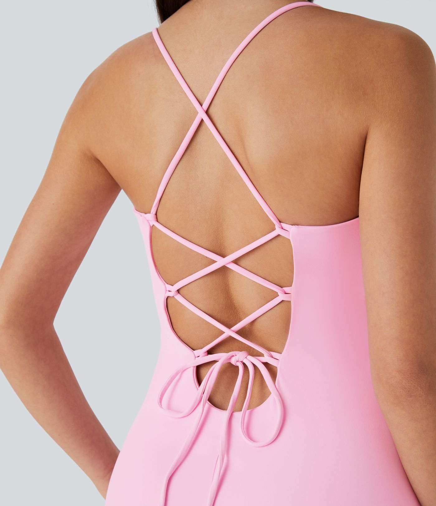 SoftlyZero™ Airy Crossover Ruched Lace Up Bodycon Cool Touch Dress-UPF50+