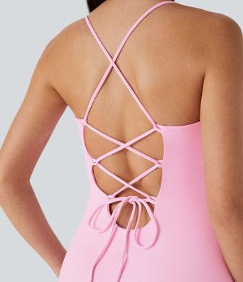 SoftlyZero™ Airy Crossover Ruched Lace Up Bodycon Cool Touch Dress-UPF50+