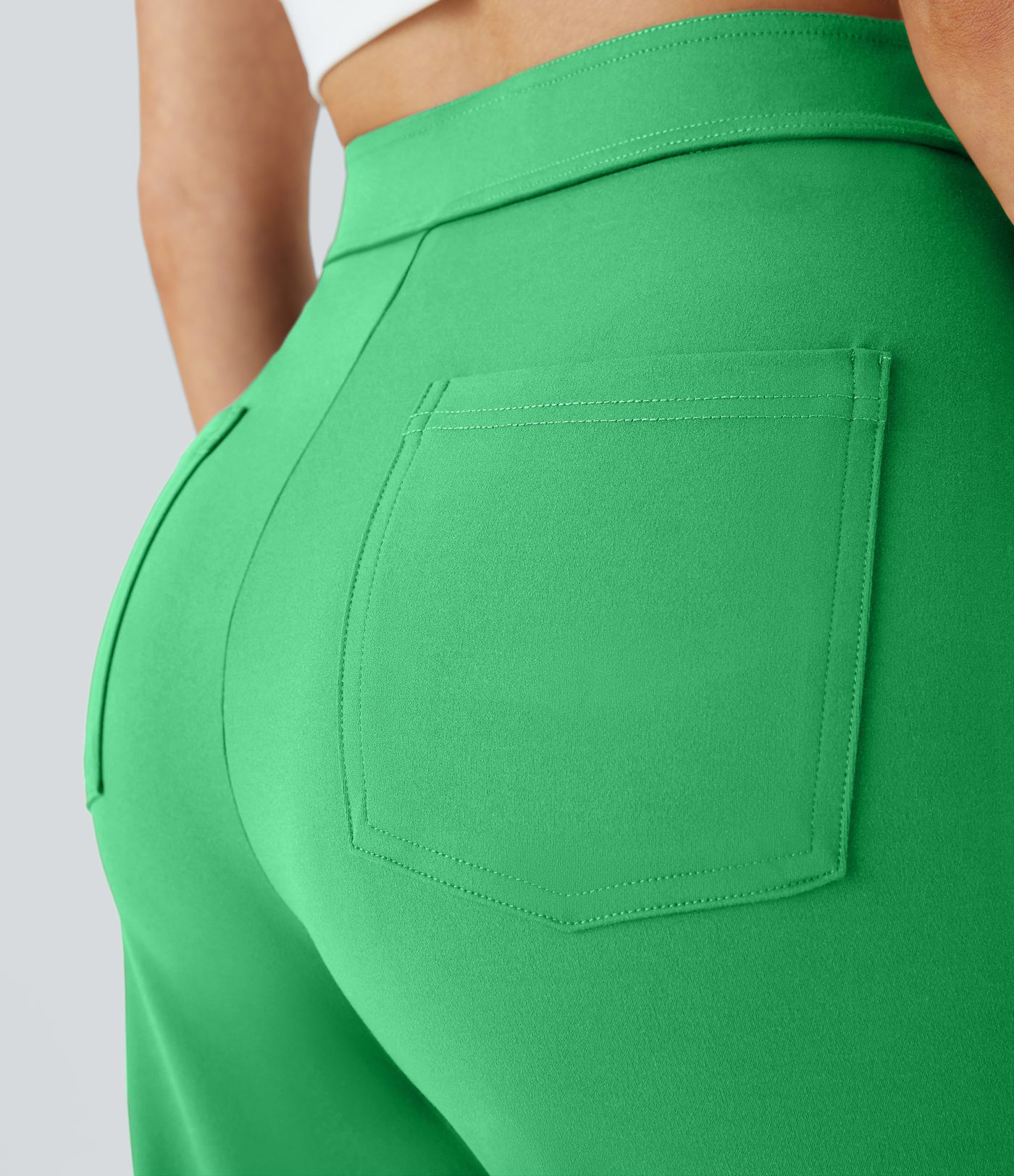 High Waisted with Pockets Straight Leg Stretchy Casual Pants