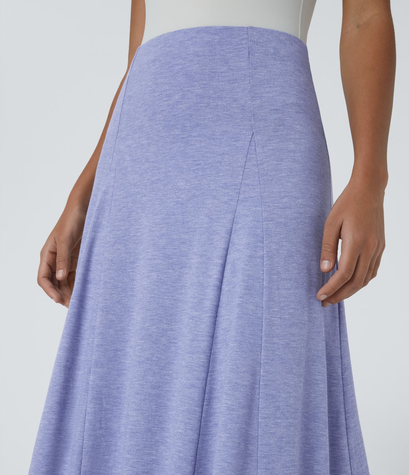 High Waisted Side Zipper Maxi Casual Flare Skirt