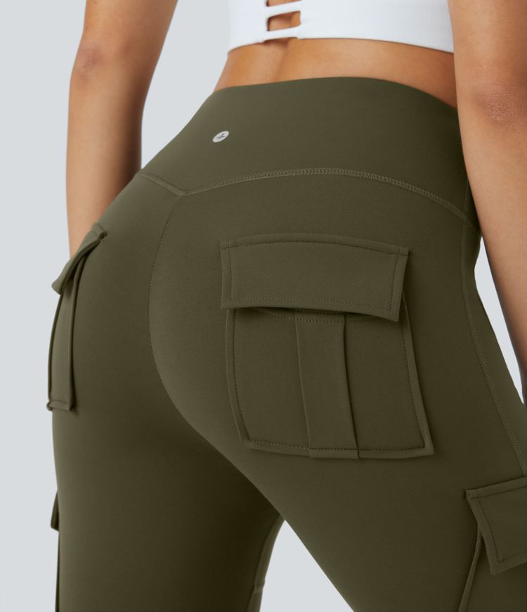 Leggings yoga capri bolsillo cargo tiro alto