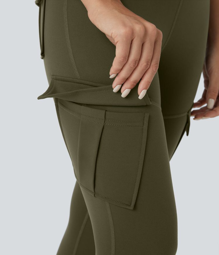 Leggings yoga capri bolsillo cargo tiro alto