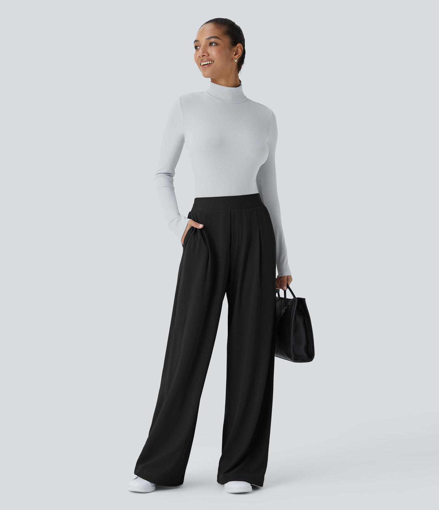 Halara Flex™ High Waisted Pocket Wide Leg Micro Waffle Work Pants