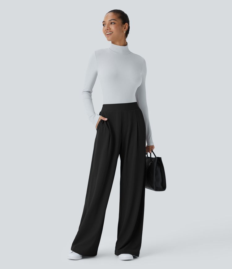 Halara Flex™ High Waisted Pocket Wide Leg Micro Waffle Work Pants