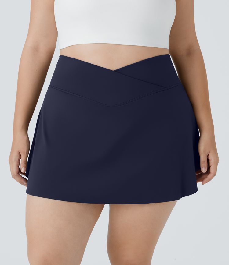 Everyday SoftlyZero™ Airy Crossover Pocket 2-in-1 Cool Touch Tennis Plus Size Skirt-Lucid-UPF50+