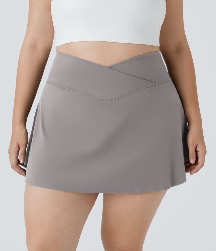 Everyday Softlyzero™ Airy Crossover Side Pocket 2-in-1 Cool Touch Tennis Plus Size Skirt-Lucid-UPF50+