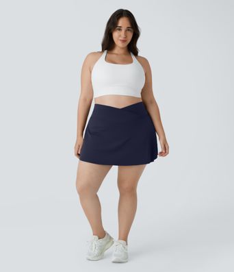 Everyday SoftlyZero™ Airy Crossover Pocket 2-in-1 Cool Touch Tennis Plus Size Skirt-Lucid-UPF50+