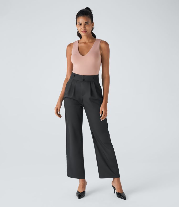 Body oficina botón sin mangas cuello V