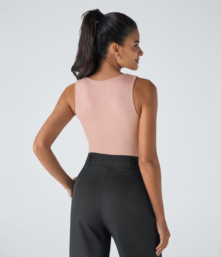 Body oficina botón sin mangas cuello V