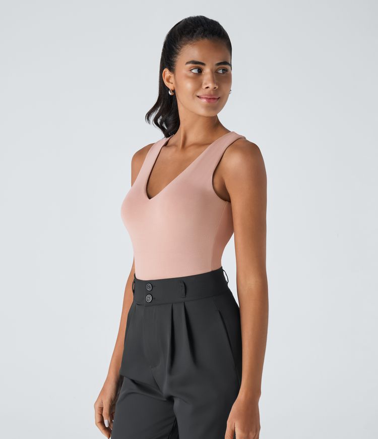 Body oficina botón sin mangas cuello V