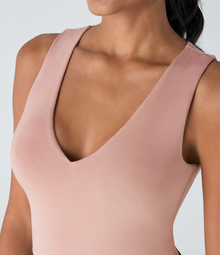 Body oficina botón sin mangas cuello V