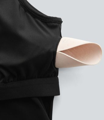 Breezeful™ Square Neck Layered Ruffle 2 Piece Pocket Micro Mini Quick Dry Dance Active Dress