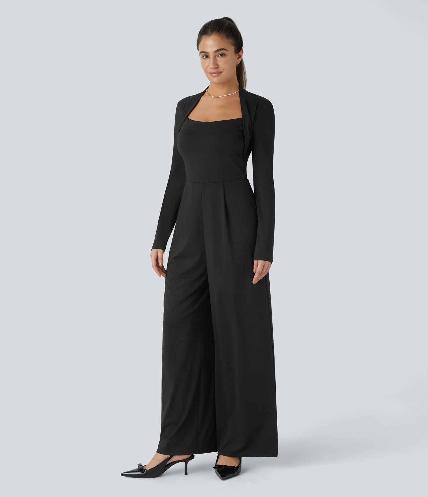 Long Sleeve Wide Leg Jumpsuit