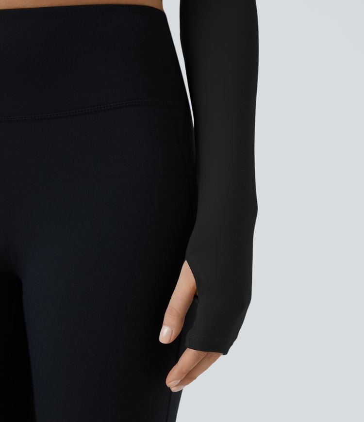 Top deportivo yoga cuello U sin espalda cruzado abertura pulgar