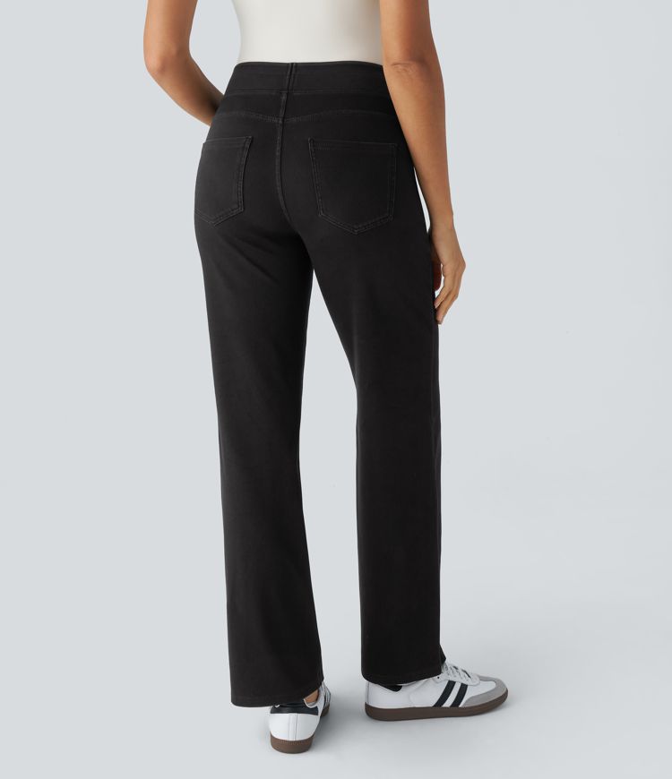 Halara Flex™ High-Waist Multi-Pocket Straight Leg Stretch Knit Work Jeans
