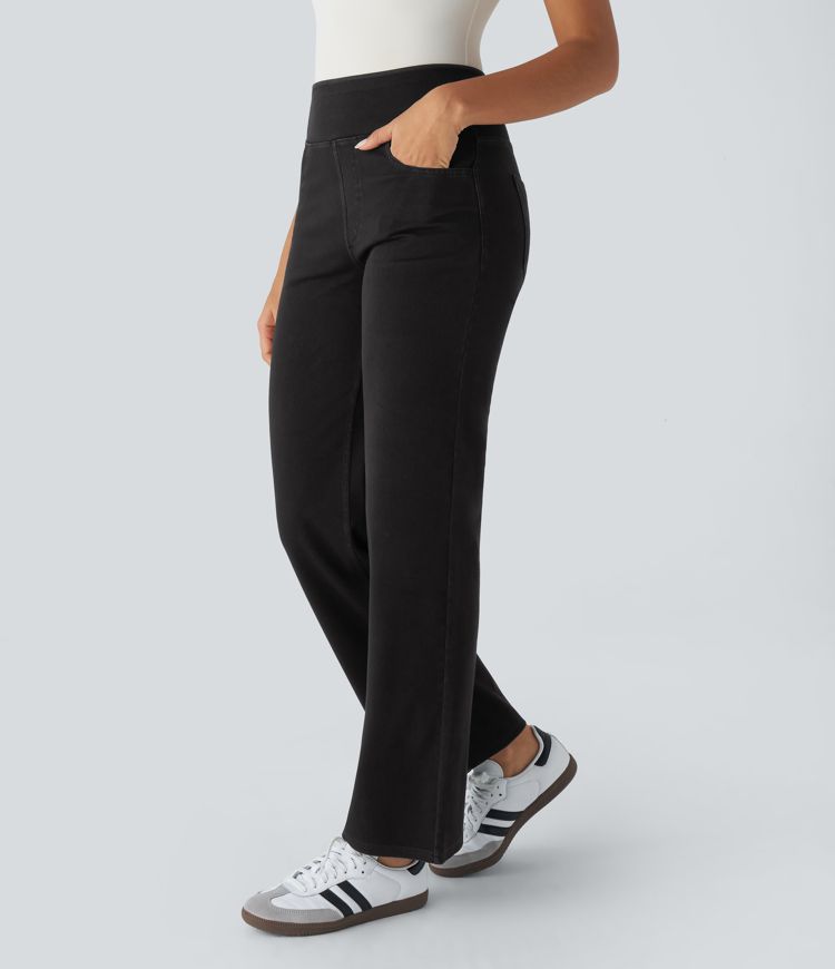 Halara Flex™ High-Waist Multi-Pocket Straight Leg Stretch Knit Work Jeans