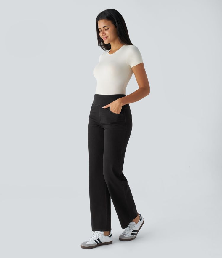 Halara Flex™ High-Waist Multi-Pocket Straight Leg Stretch Knit Work Jeans