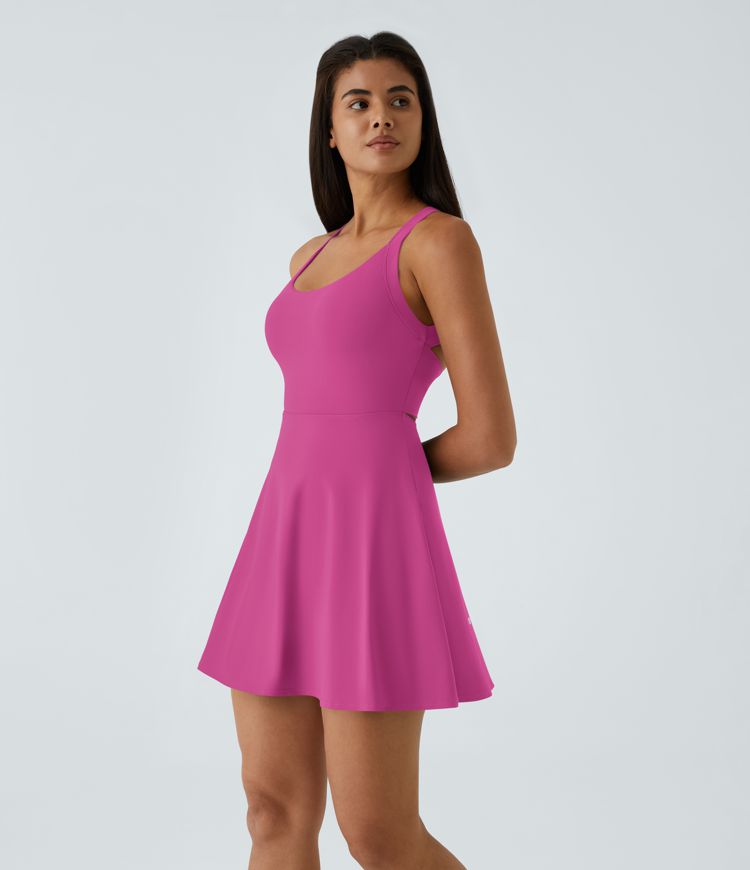 Flare Dance Women Halter Mini Active Dress-Longer Length-Easy Peezy Edition