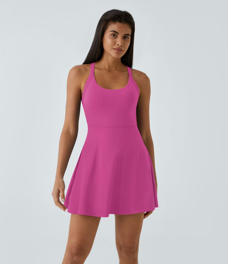 Flare Dance Women Halter Mini Active Dress-Longer Length-Easy Peezy Edition