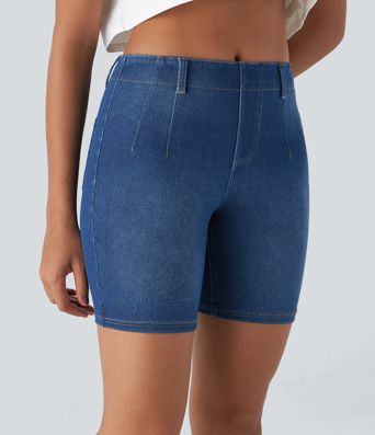 Halara Flex™ Mid Rise Pockets Skinny Cool Touch Washed Denim Casual Shorts