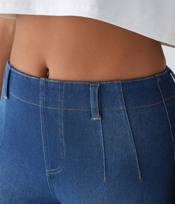 Halara Flex™ Mid Rise Pockets Skinny Cool Touch Washed Denim Casual Shorts