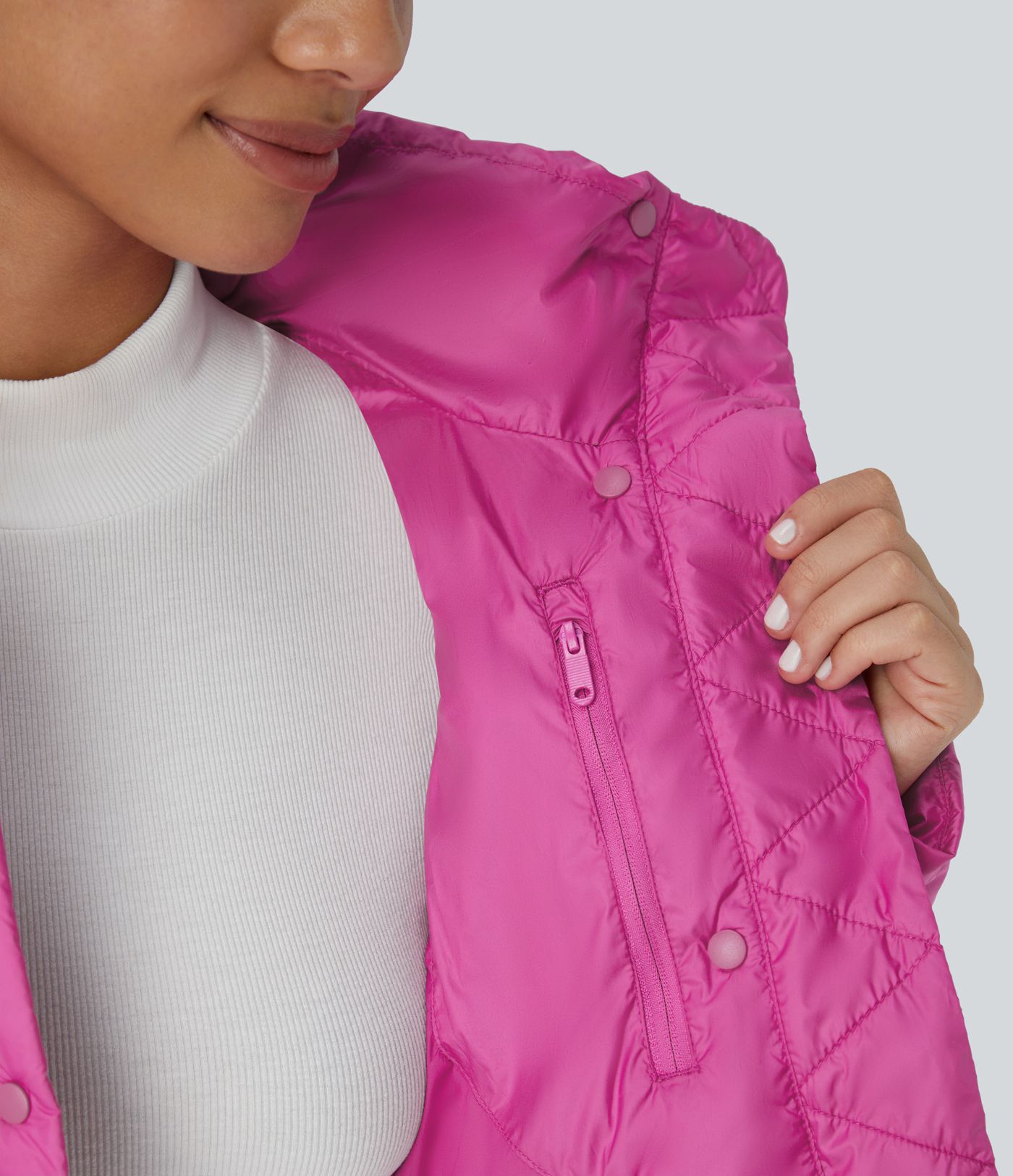 Water Repellent Removable Hood Button Long Sleeve Invisible Pocket Adjustable Drawcord Casual Puffer Down Jacket