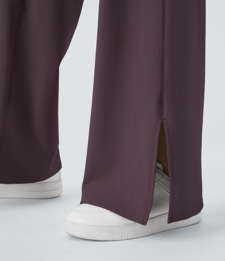 Pantalón recto y ancho Smile con cintura en V con bolsillos y abertura en el bajo