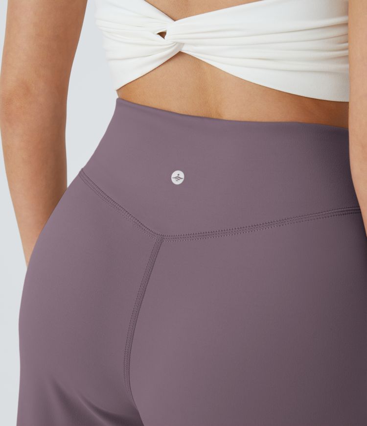 Crossover Pocket Hem Wide Leg Yoga Pants-Smile